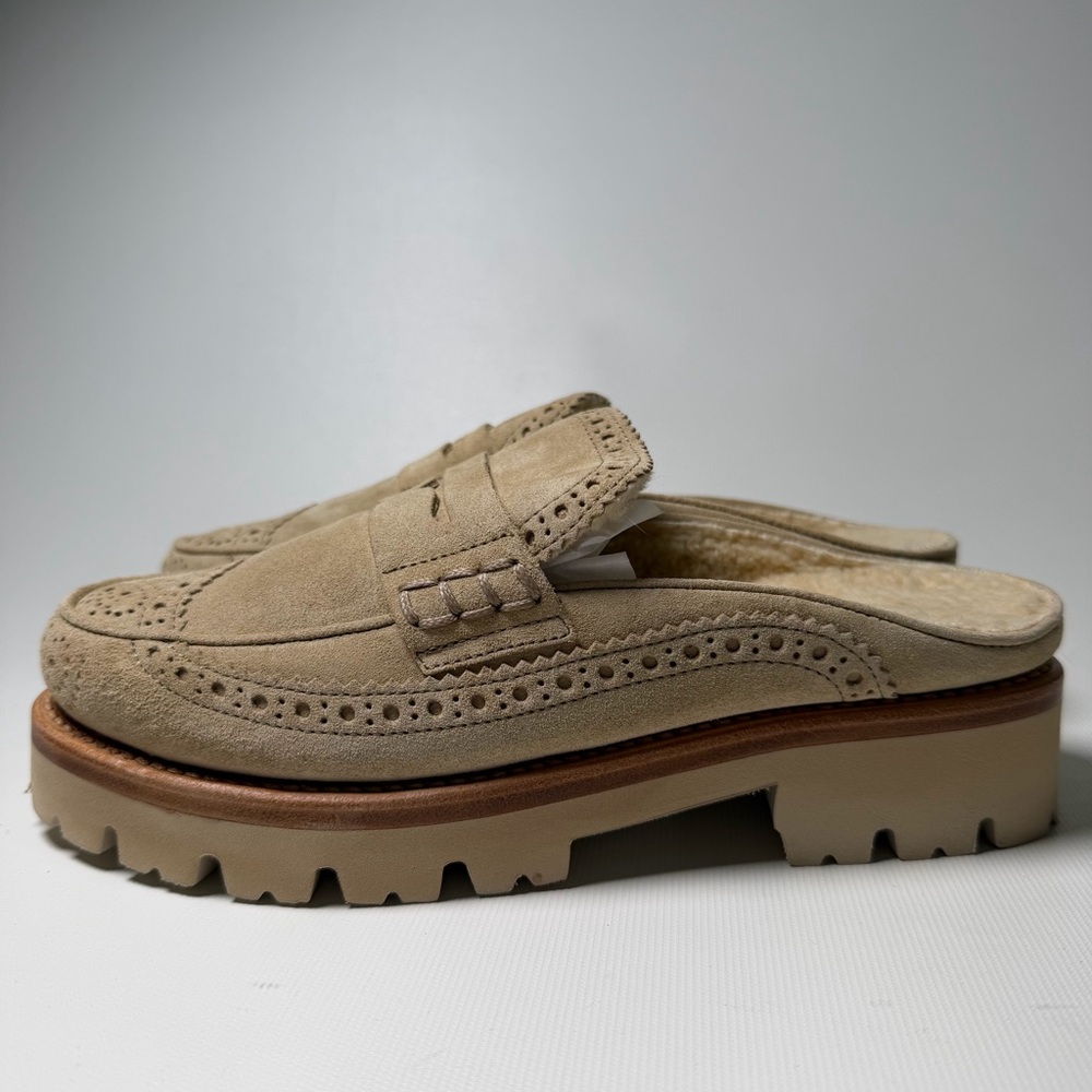 The Office of Angela Scott Miss Emma Faux Shearling Lined Lug Sole Mule - sz 37